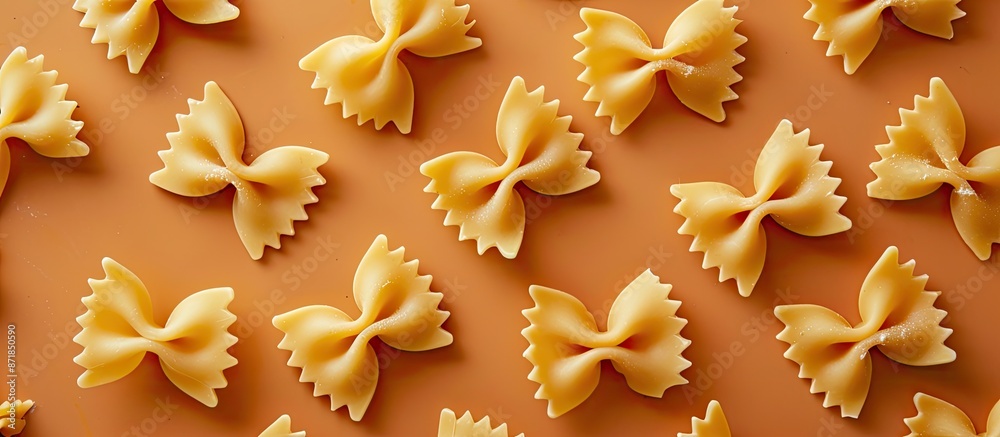 Aufkleber Copy space image of bow tie-shaped pasta creating a pattern for adding text.