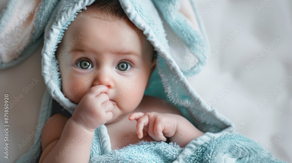 Poster The baby with blue blanket