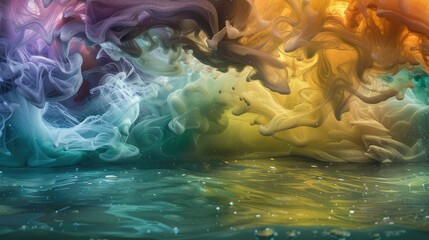 Obraz premium Surreal spectrum of oil swirling in water