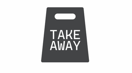 Vector Isolated Black and White Take Away Bag Icon or Sign