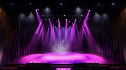 a stage with purple lights