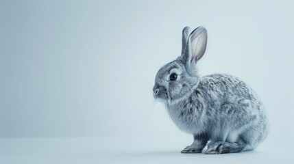 Obraz premium White backdrop featuring a gray bunny