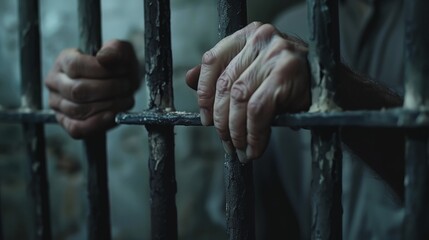 a person holding a hand on a jail bars