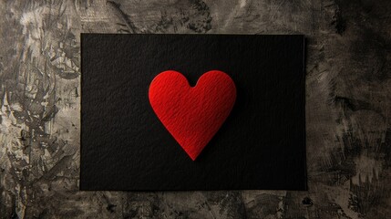 Red heart postcard on black background captured from above Mother s Day