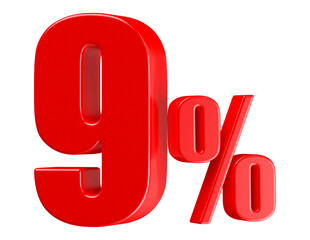 9 Percent Off Sale Red Number 3D