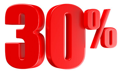 30 Percent Off Sale Red Number 3D