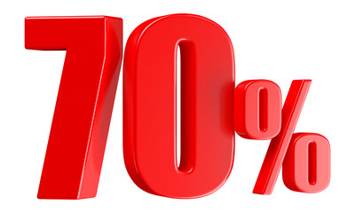70 Percent Off Sale Red Number 3D