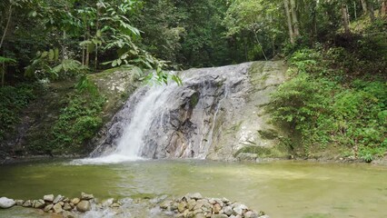 Tropical waterfall. Clear fresh water. Air terjun, Selangor, Malaysia.