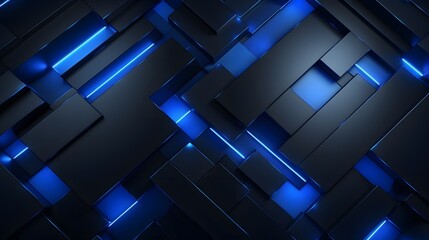Naklejka premium 3d rendering of blue and black abstract geometric background. Scene for advertising, technology, showcase, banner, game, sport, cosmetic, business, metaverse. Sci-Fi Illustration. Product display