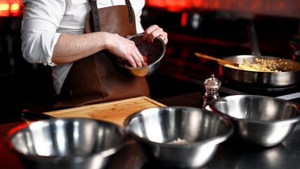 Chef preparing tartare