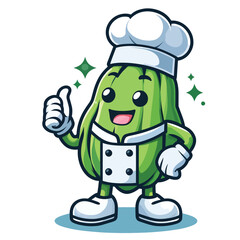 Cute chayote cartoon mascot wearing chef costume