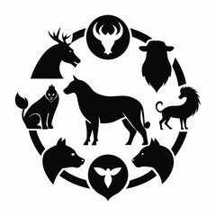 Animal logo icon black shape white background