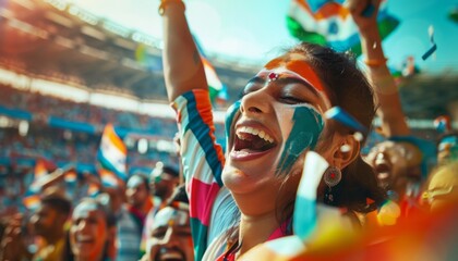Indian Fans at a Cricket Match