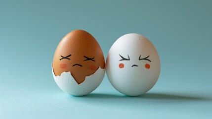 Concept of dating rejection and happiness with eggs
