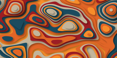 Abstract multicolor papercut background with waves. Colorful 3D abstract background with paper cut shapes. Vector Illustration of pop-up book for Design,  Background, Banner. Paper origami Elements.