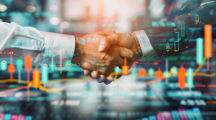 Business handshake with partners. Greeting. Contact. Continue cross networking, teamwork and communication linked to successful business.