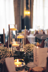 Decorated tables and modern lighting