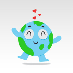 cute happy earth character