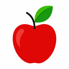  Vibrant Apple Vector Illustration with Stem and Leaf: Ideal for Your Creative Projects