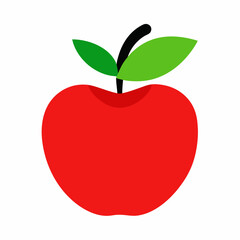 Fototapeta premium Vibrant Apple Vector Illustration with Stem and Leaf: Ideal for Your Creative Projects