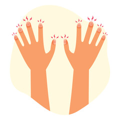 concept illustration of painful fingers, flat style vector illustration