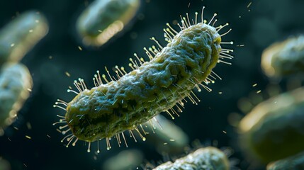 Naklejka premium A detailed microscopic examination of the virus, bacteria in the cellular environment.