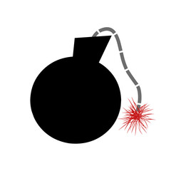 bomb with burning fuse