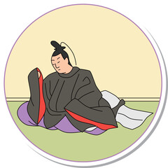 ステッカー風の円形百人一首　中納言行平