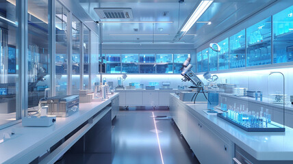Fototapeta premium Showcase a clean, organized nanomedicine research lab with targeted drug delivery systems 