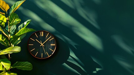 old clock on a green wall background