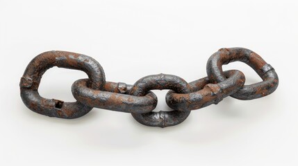 Obraz premium Aged anchor chain against white backdrop