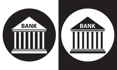 Bank vector icon. Business and economy symbol. Ancient greek temple shape sign. Architecture building logo. isolated on white and black background.  Vector illustration. EPS 10 