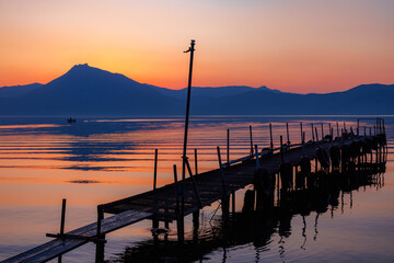 支笏湖の夕景