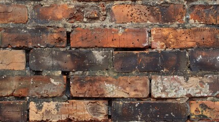 Aged brown brick texture up close