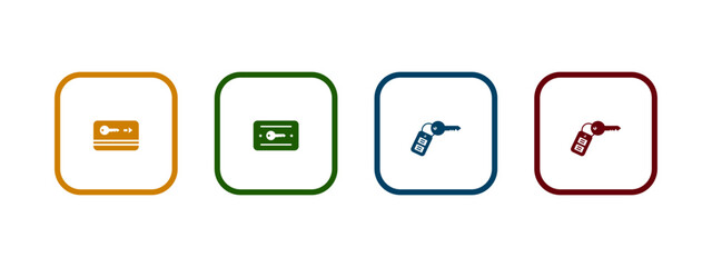 hotel key icon vector illustration. room key icon in different color design.