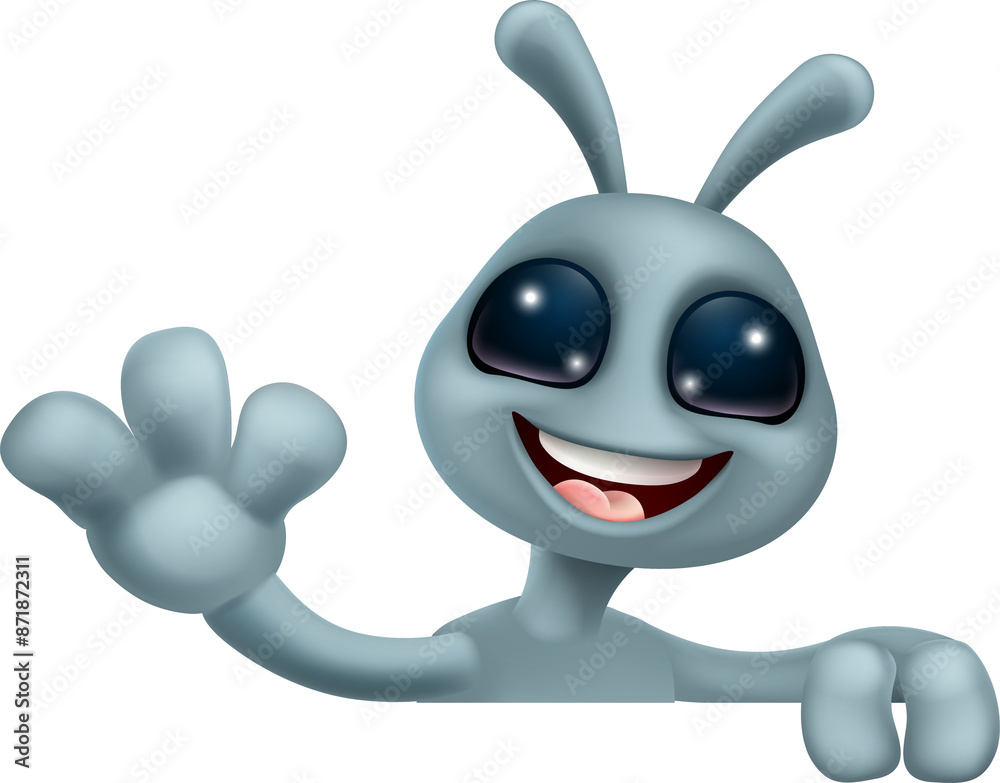 Poster Alien Grey Gray Fun Cartoon Character