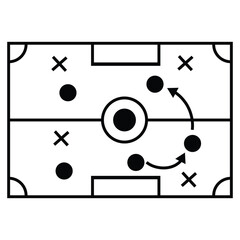 Soccer tactics icon, game success strategy in football, scheme play, thin line web symbol on white background - editable stroke vector illustration . EPS10	