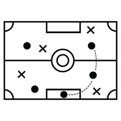 Soccer tactics icon, game success strategy in football, scheme play, thin line web symbol on white background - editable stroke vector illustration . EPS10	
