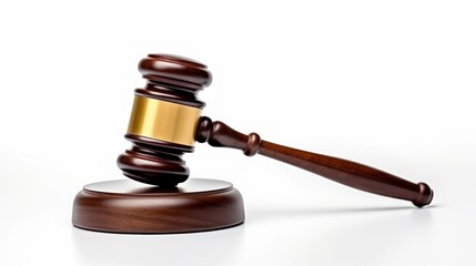 Wooden Judge Gavel on White Background