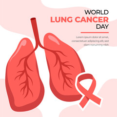 vector illustration of world lung cancer day poster design with ribbon