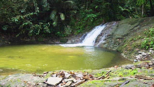 Tropical Waterfall. Clear fresh water. Air terjun, Sungai, Selangor, Malaysia.