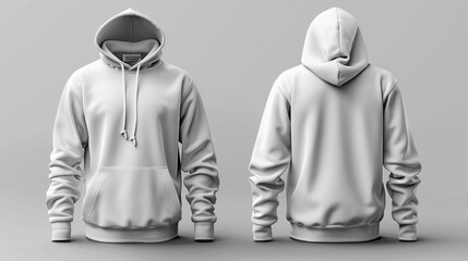Blank White Hoodie Mockup - Front and Back View