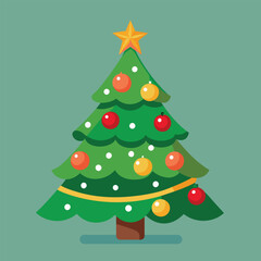 decorative christmas tree illustration on solid background