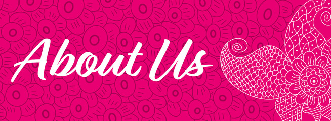 About Us Pink Floral Scribble Doodle Element Horizontal Text 