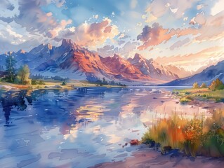 Obraz premium Abstract colorful cityscape watercolor painting