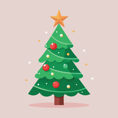 decorative christmas tree illustration on solid background