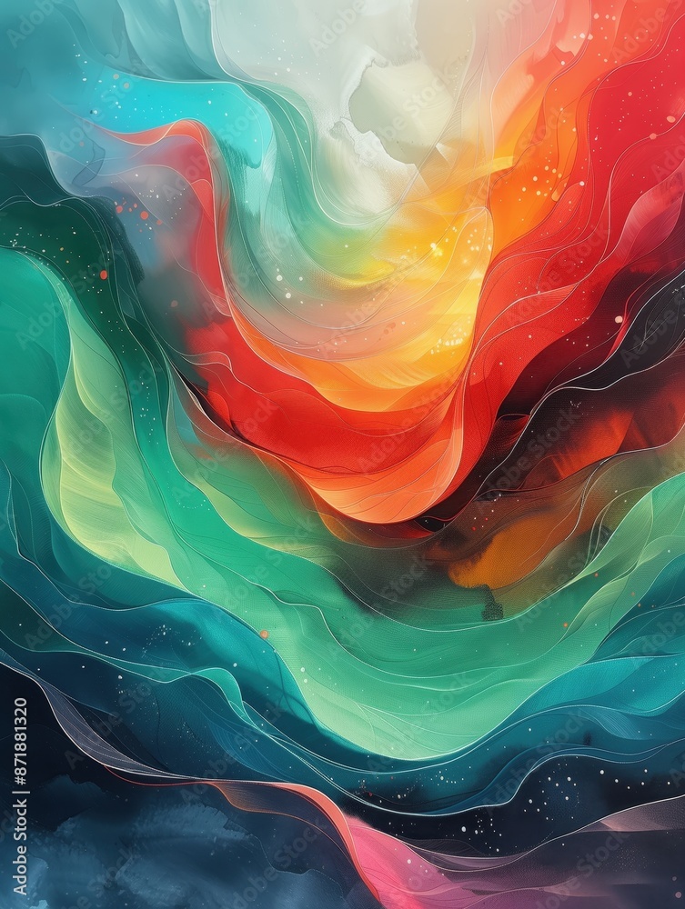 Poster Abstract waves painting