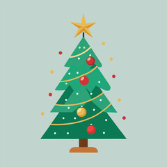 decorative christmas tree illustration on solid background