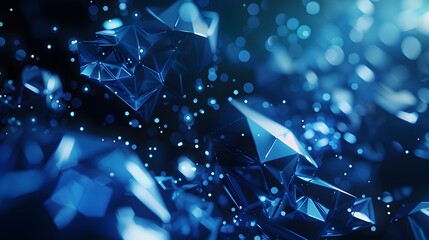 Futuristic background dark blue with molecules technology, polygonal shapes and lines. 