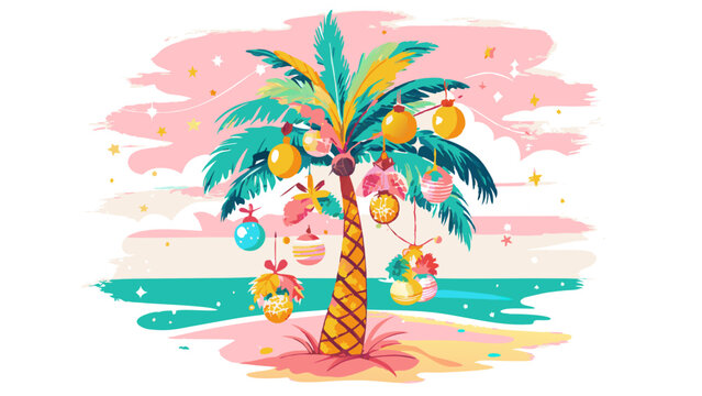 Tropical Christmas Palm Tree with Festive Decorations
